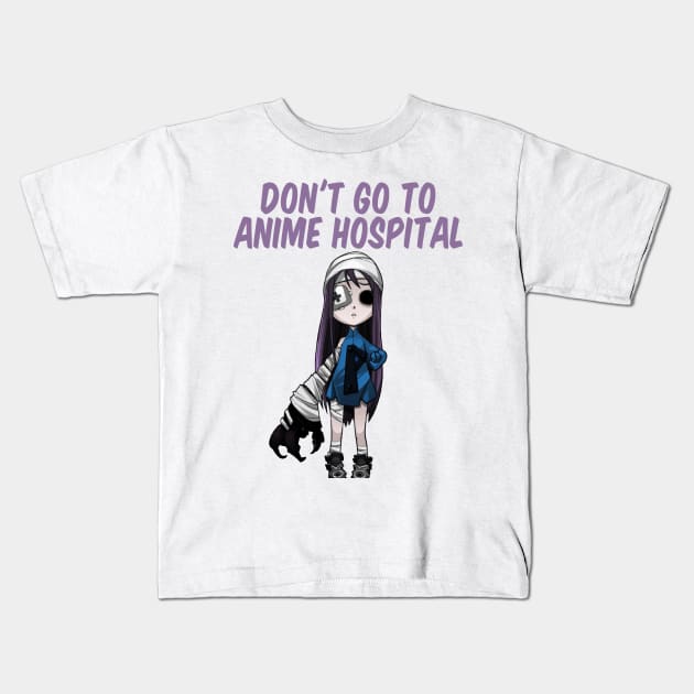 Don't go to Anime Hospital! Purple haired, hospitalized anime girl! Japanese Kids T-Shirt by Johan13